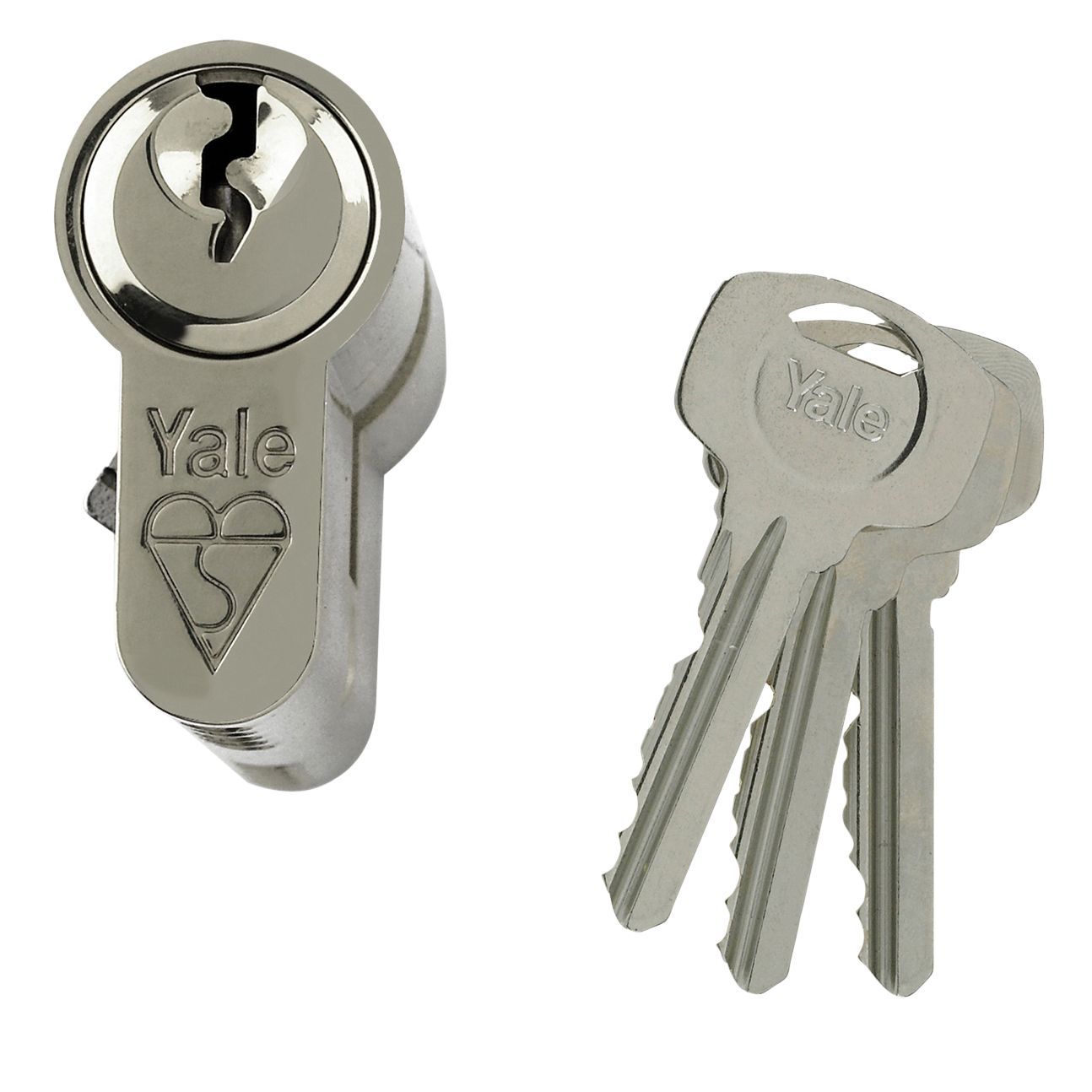 Yale Satin Nickel effect Single Euro Cylinder lock, (L)95mm (W)29mm