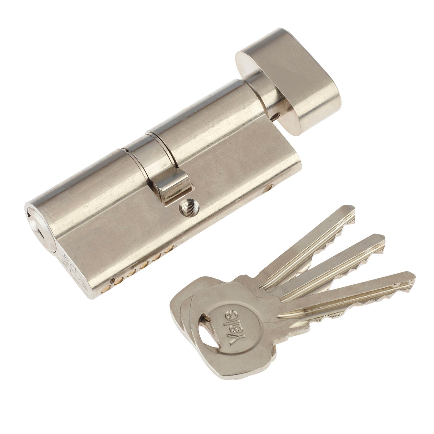 Yale Satin Nickel-plated Single Euro Thumbturn Cylinder lock, (L)80mm (W)29mm