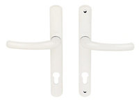 Yale White Lever on backplate handle
