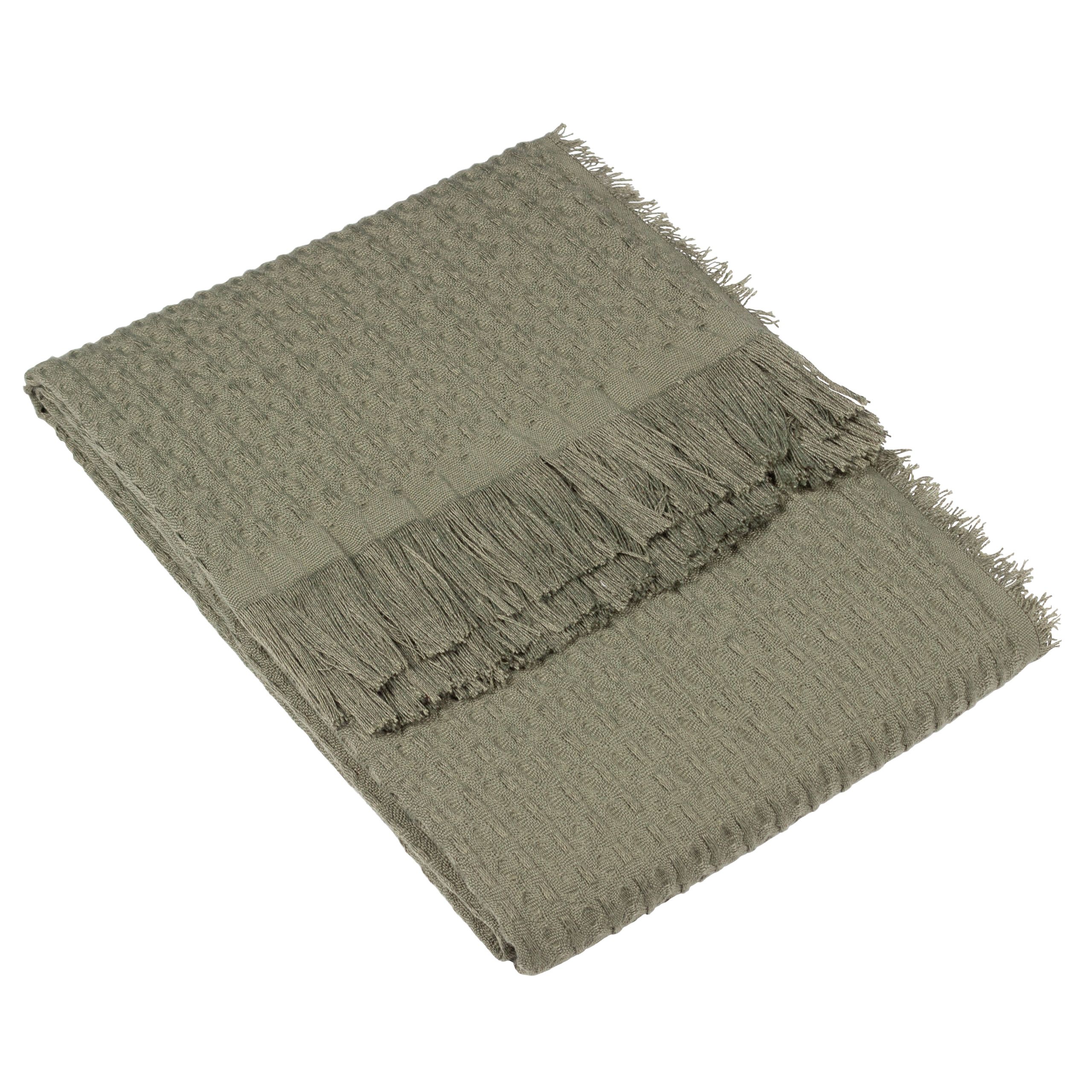 Yard Abel Khaki Waffle Woven Throw (L) 180cm x (W) 130cm