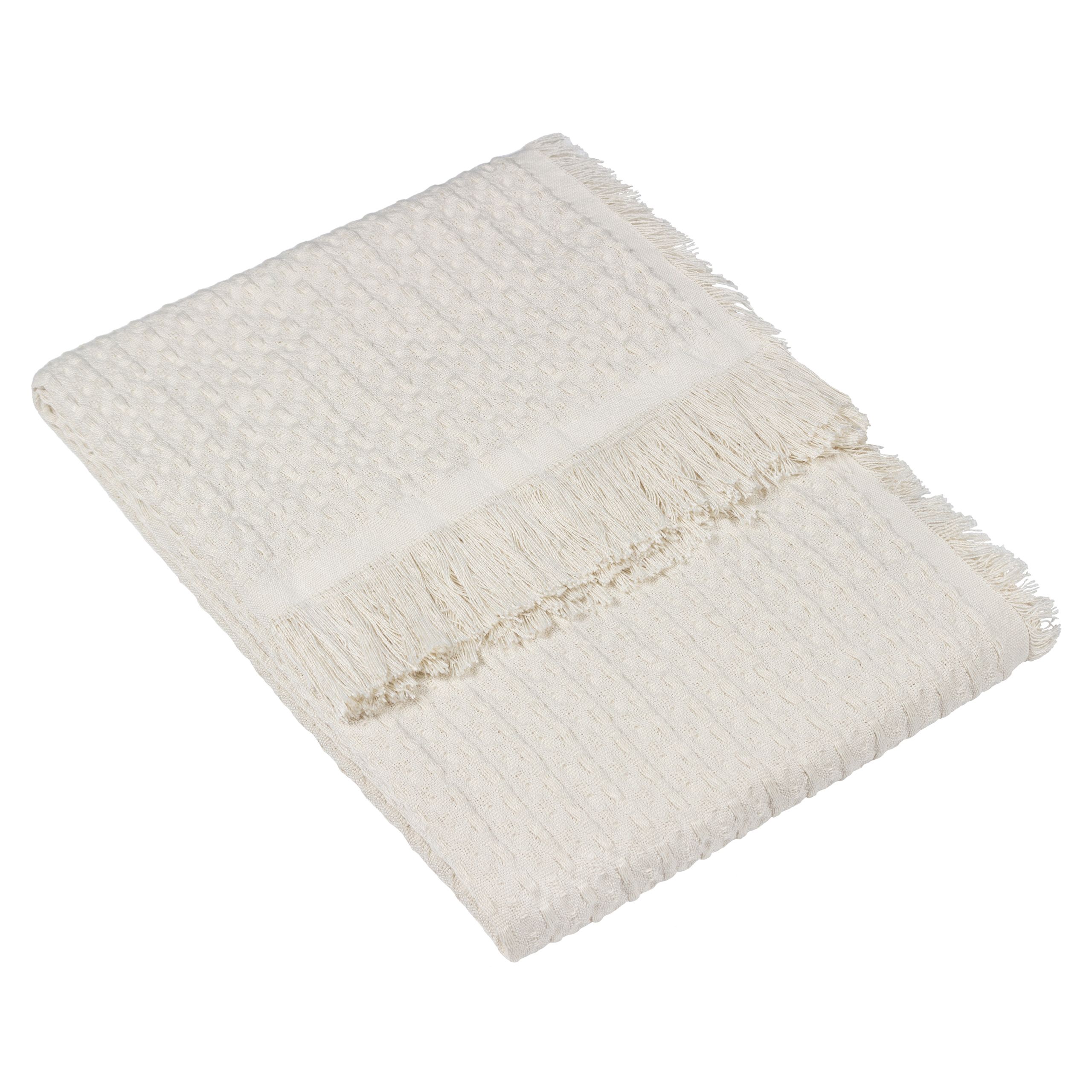 Yard Abel Natural Waffle Woven Throw (L) 180cm x (W) 130cm