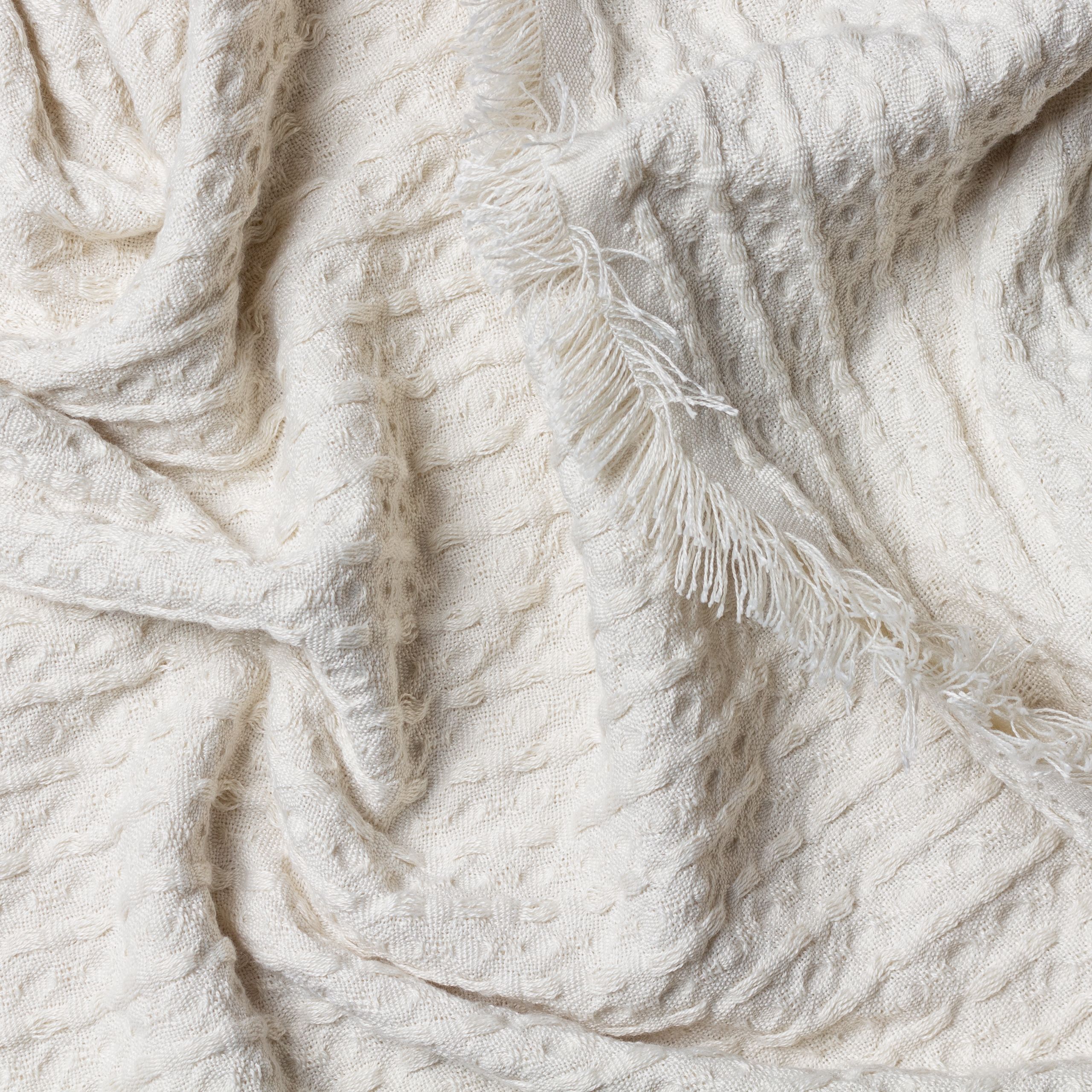 Yard Abel Natural Waffle Woven Throw (L) 180cm x (W) 130cm