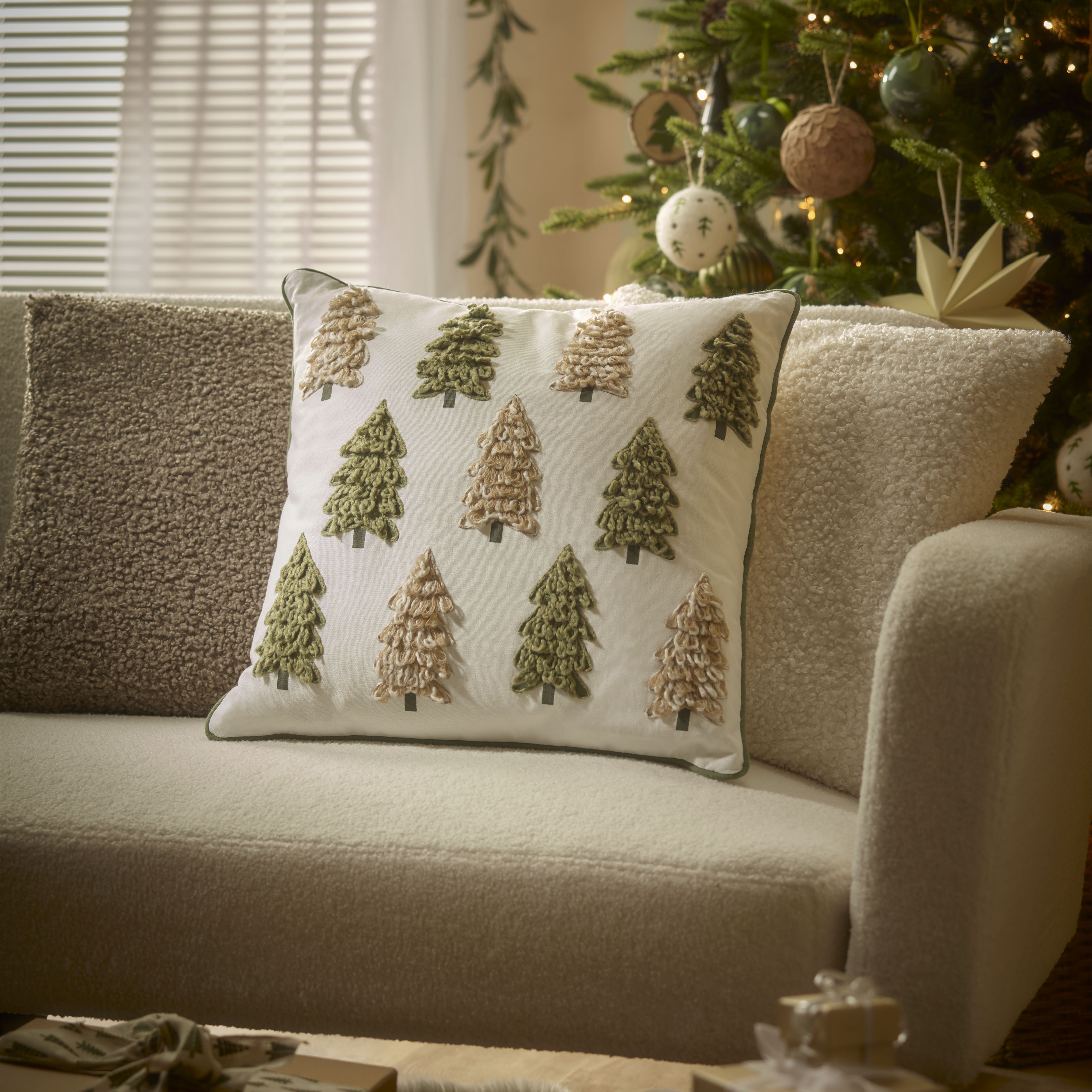 Yard Cabu Taupe Boucle Bouclette effect Indoor Cushion, (L)45cm x (W)45cm