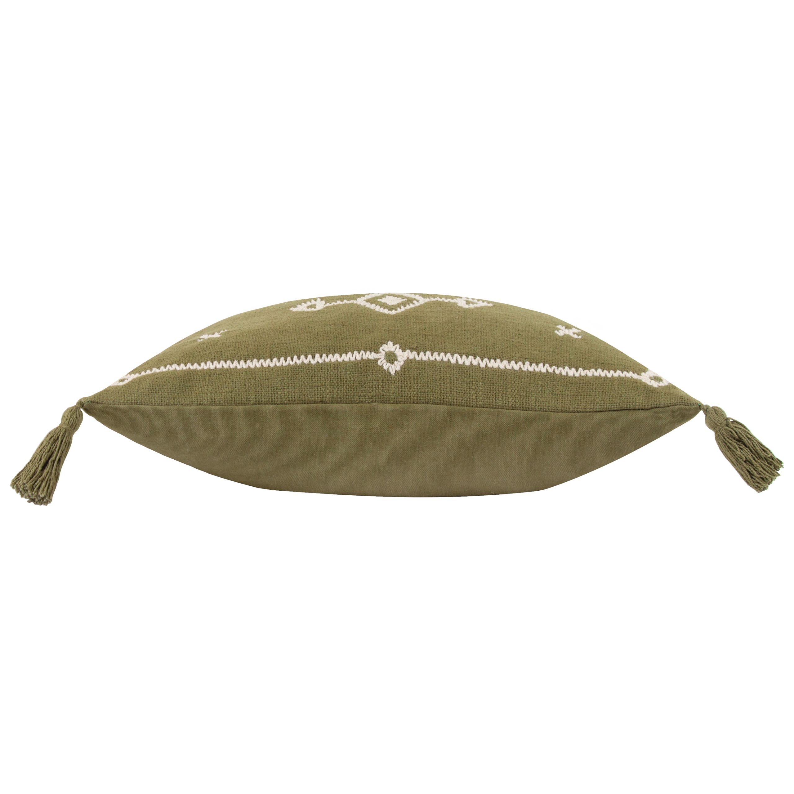 Yard Folis Khaki Geometric Embroidered effect Indoor Cushion, (L)50cm x (W)30cm