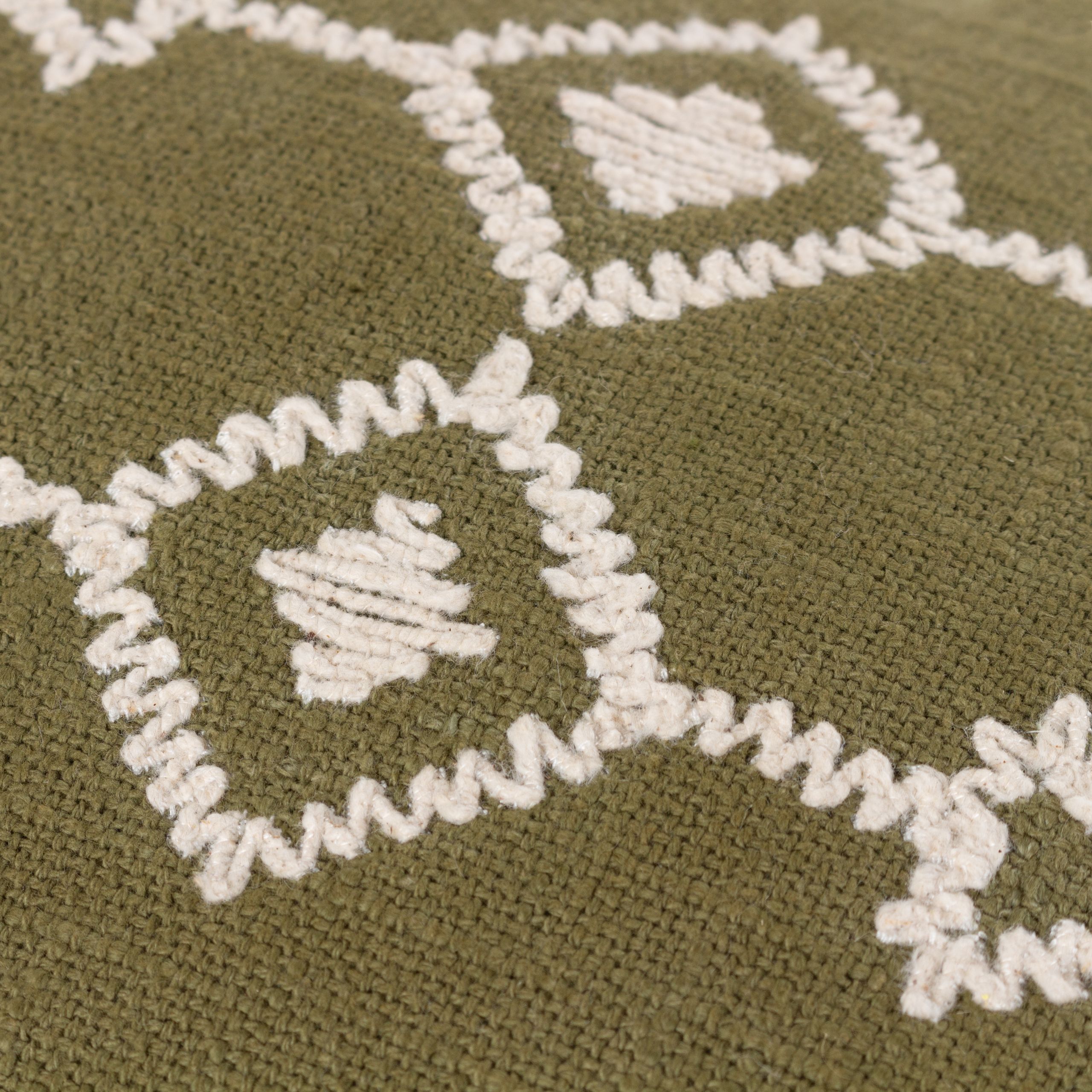 Yard Folis Khaki Geometric Embroidered effect Indoor Cushion, (L)50cm x (W)30cm