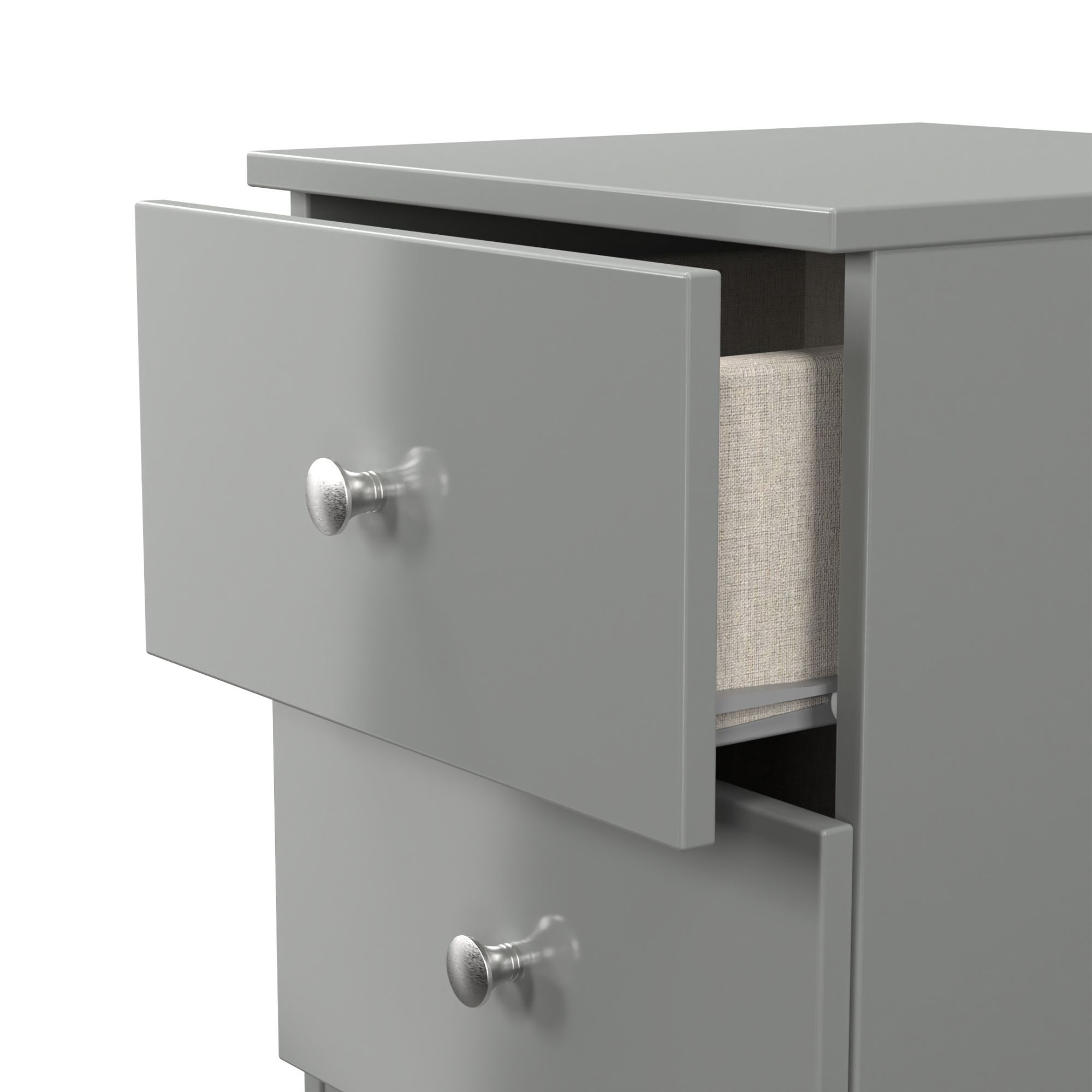 Yarmouth Ready assembled Grey 2 Drawer Bedside chest (H)495mm (W)370mm (D)390mm