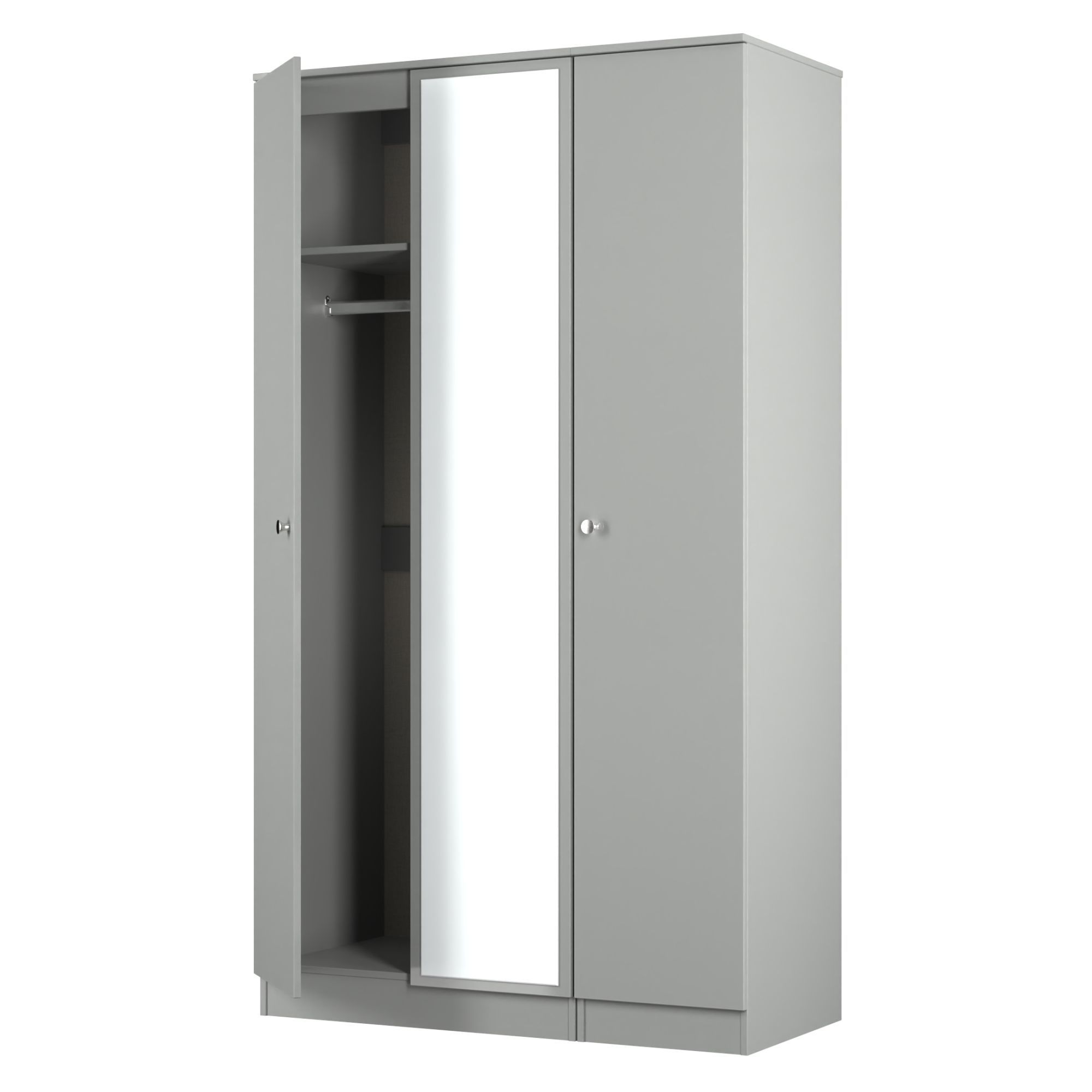 Yarmouth Ready assembled Modern Black & white Tall Triple Wardrobe With 1 mirror door (H)1960mm (W)1108mm (D)530mm