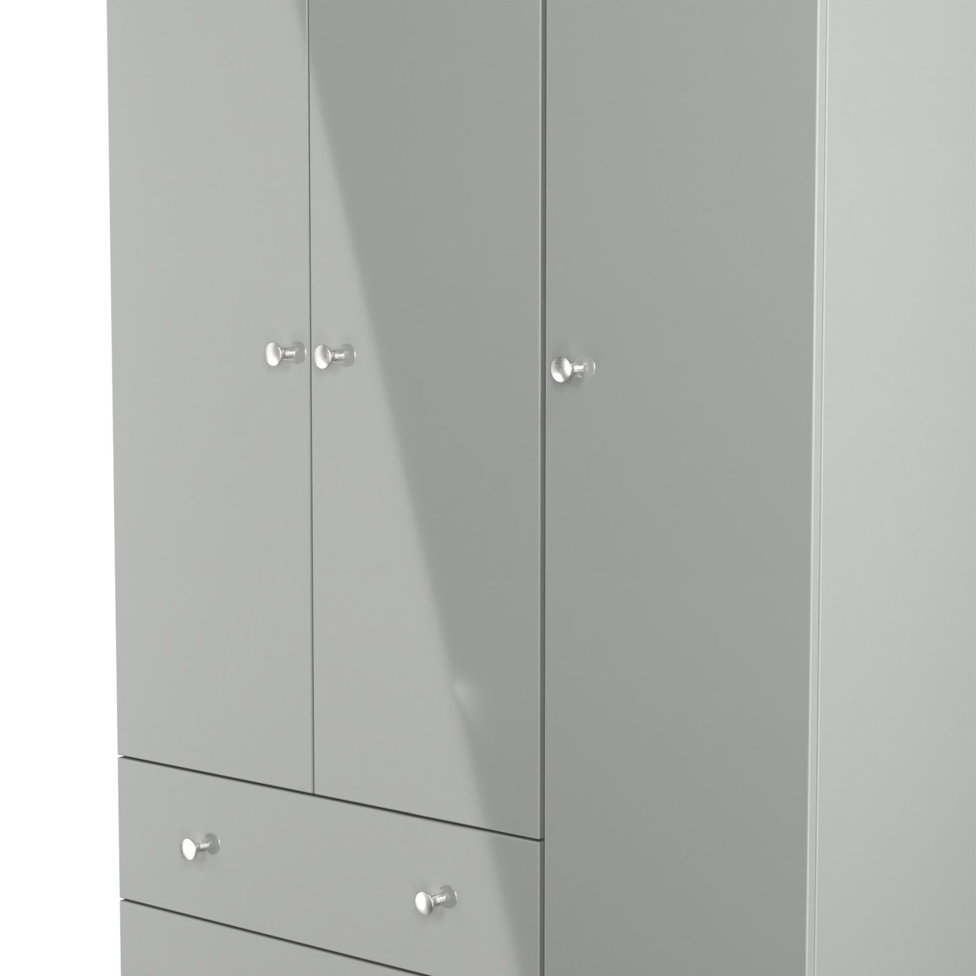 Yarmouth Ready assembled Modern Grey 2 Drawer Tall Triple Wardrobe (H)1960mm (W)1108mm (D)530mm