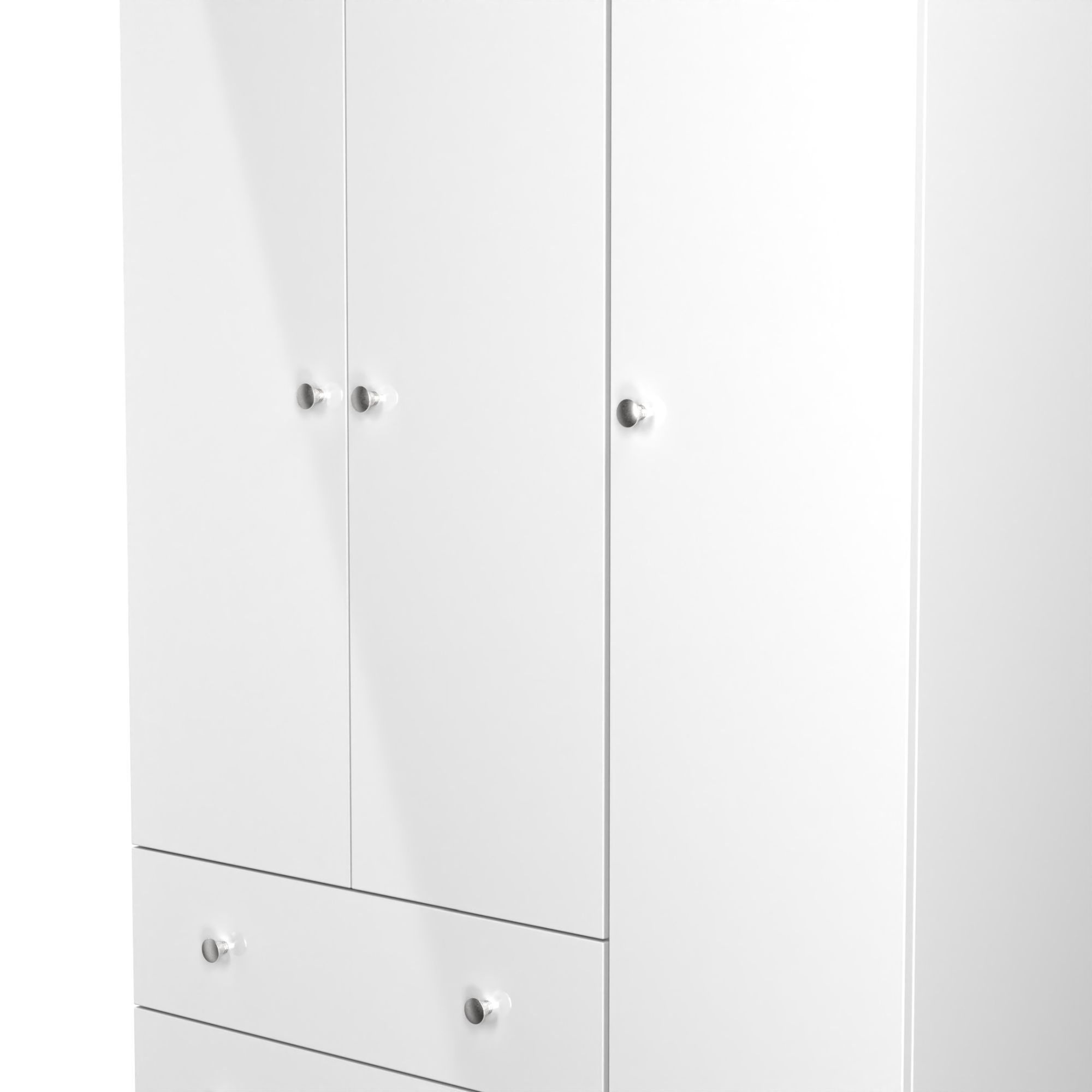 Yarmouth Ready assembled Modern White 2 Drawer Tall Triple Wardrobe (H)1960mm (W)1108mm (D)530mm