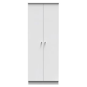 Yarmouth Ready assembled Modern White Tall Double Wardrobe (H)1960mm (W)740mm (D)520mm