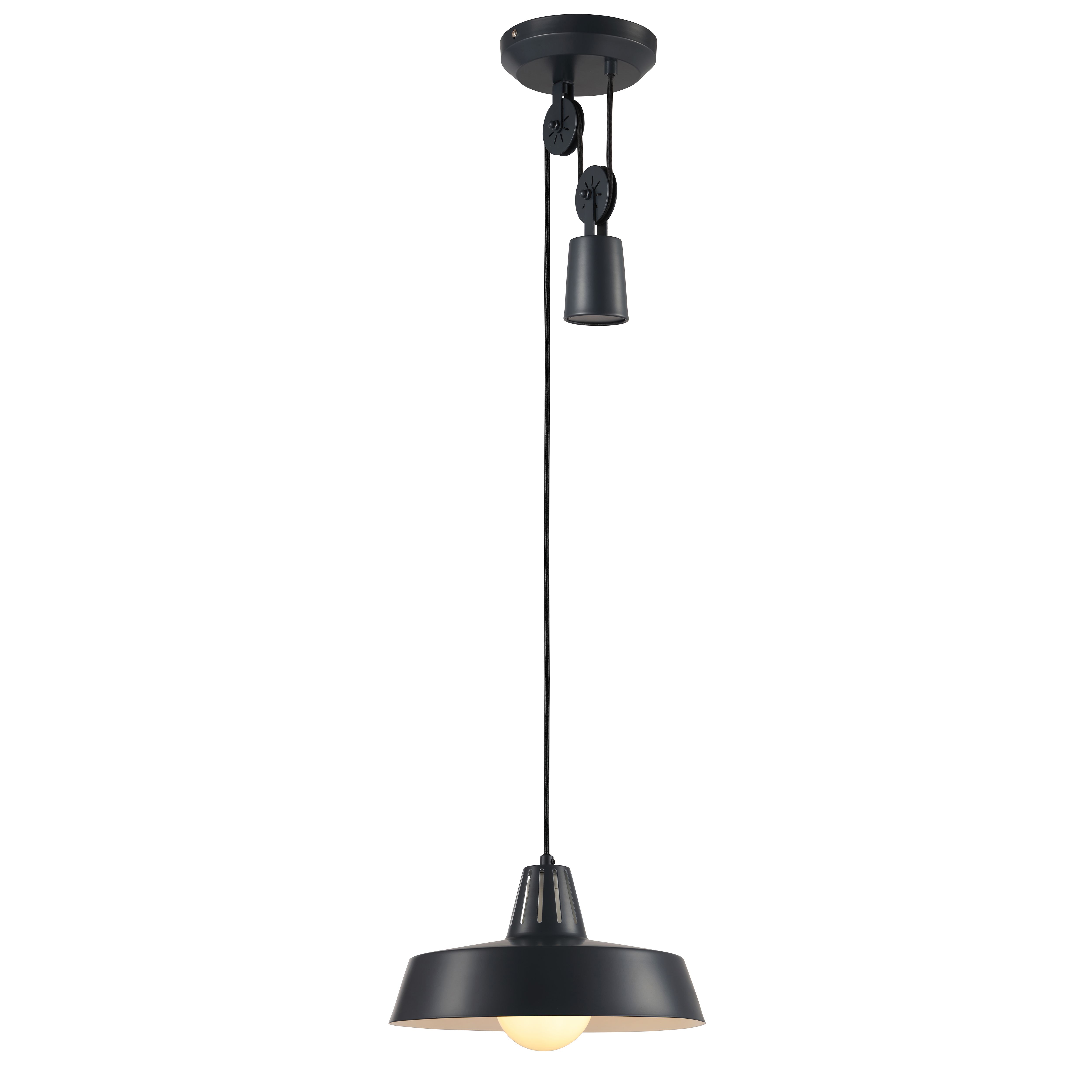 Yarra Matt Black Pendant ceiling light, (Dia)300mm