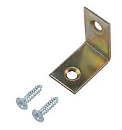 Yellow Zinc-plated Mild steel Corner bracket (H)1.5mm (W)25.5mm (L)25mm, Pack of 20