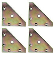 Yellow Zinc-plated Mild steel Corner bracket (H)1.5mm (W)82mm (L)82mm, Pack of 4