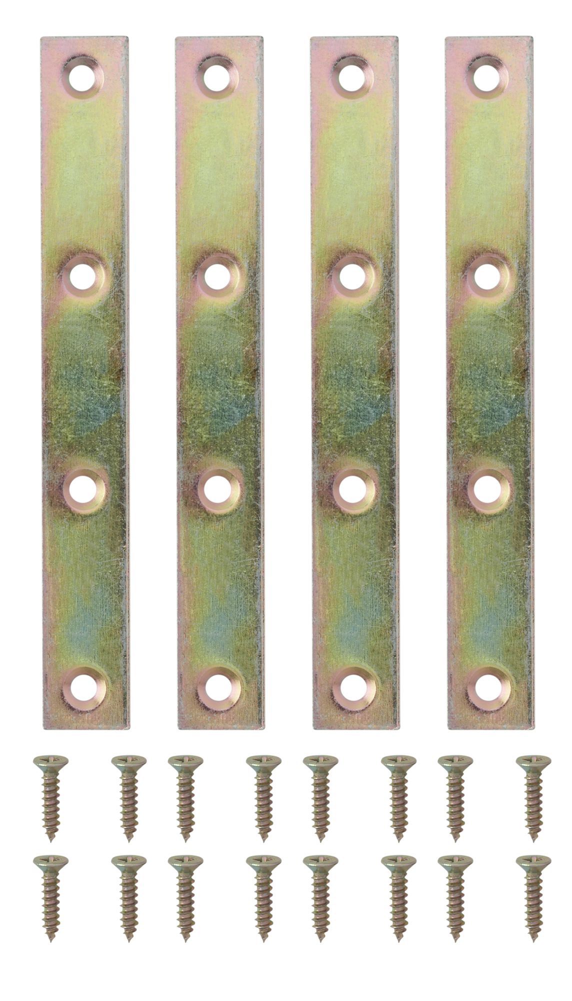 Yellow Zinc-plated Steel Mending plate (L)125mm (W)16.2mm (T)1.5mm, Pack of 4