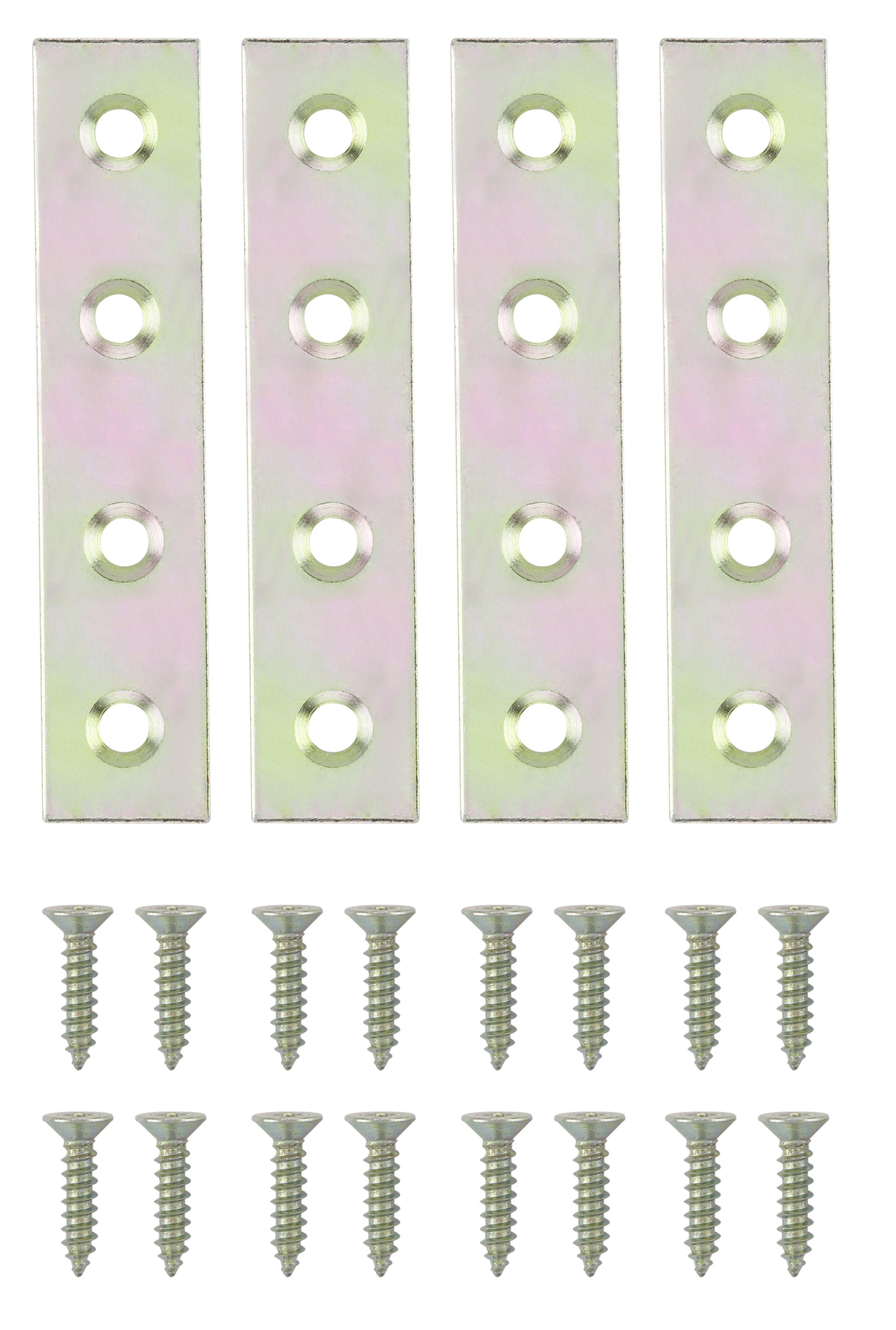 Yellow Zinc-plated Steel Mending plate (L)75mm (W)16mm (T)2mm, Pack of 4
