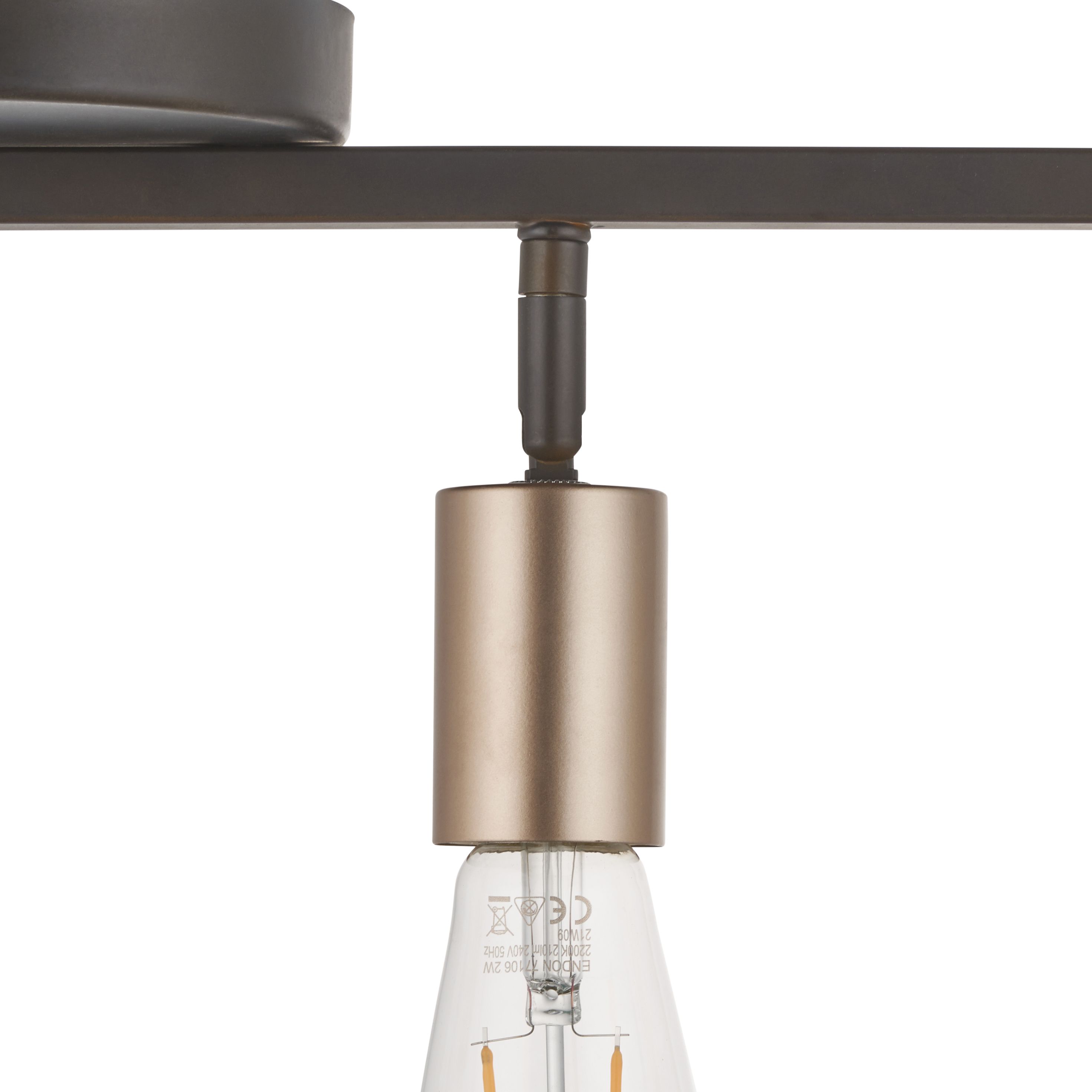 York Bar Brushed Matt Steel Bronze effect 4 Lamp Ceiling light