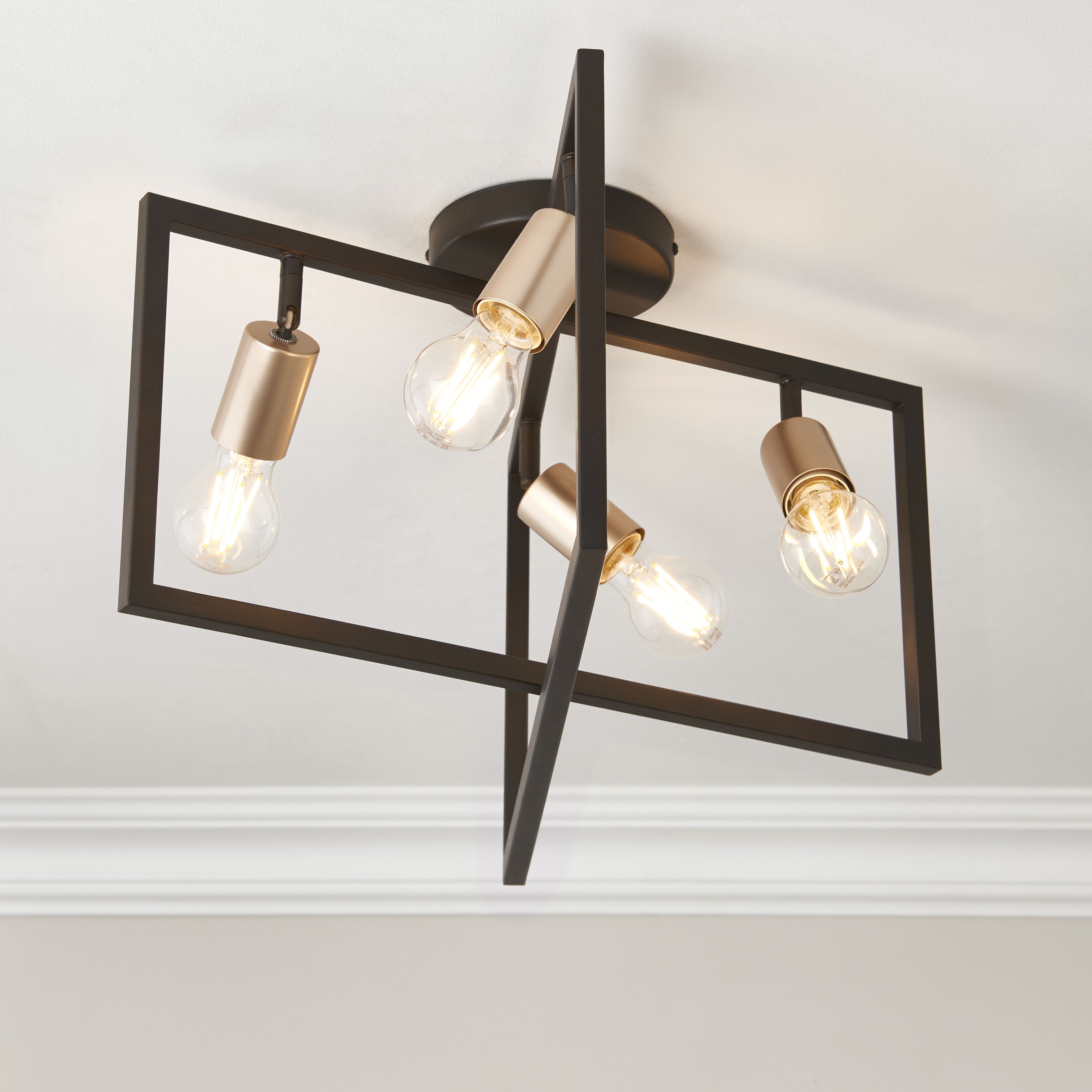 York Brushed Matt Steel Bronze effect 4 Lamp Ceiling light