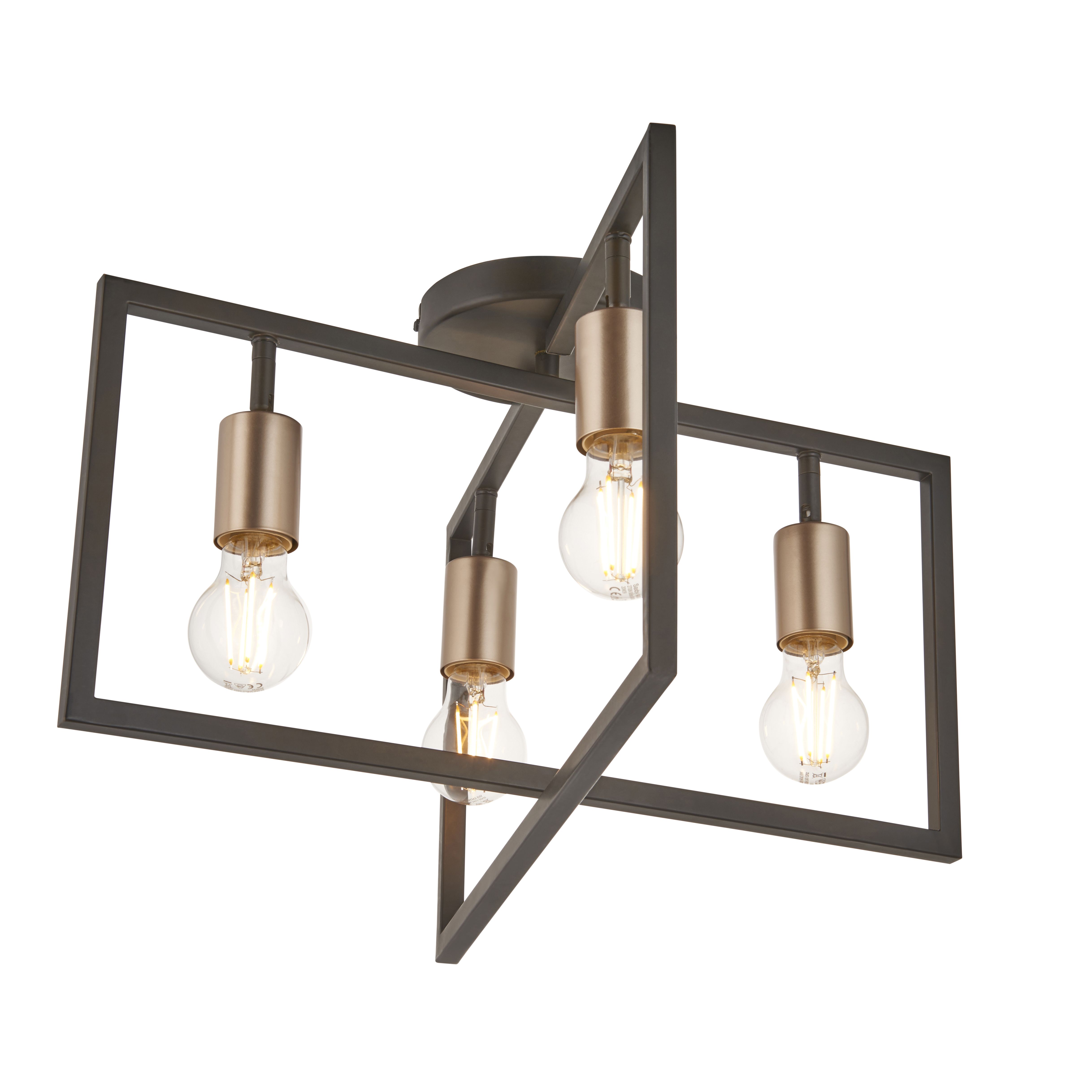 York Brushed Matt Steel Bronze effect 4 Lamp Ceiling light