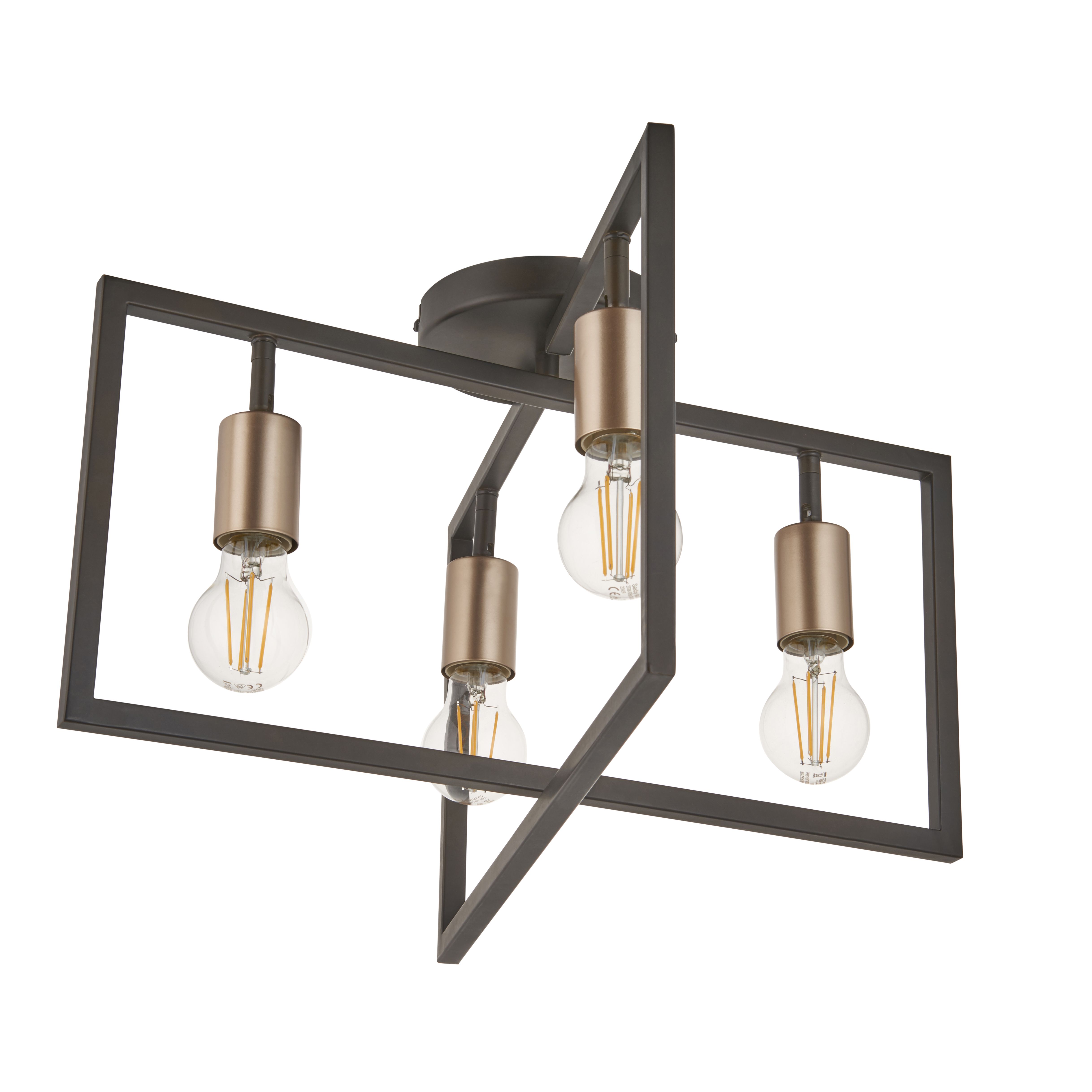 York Brushed Matt Steel Bronze effect 4 Lamp Ceiling light