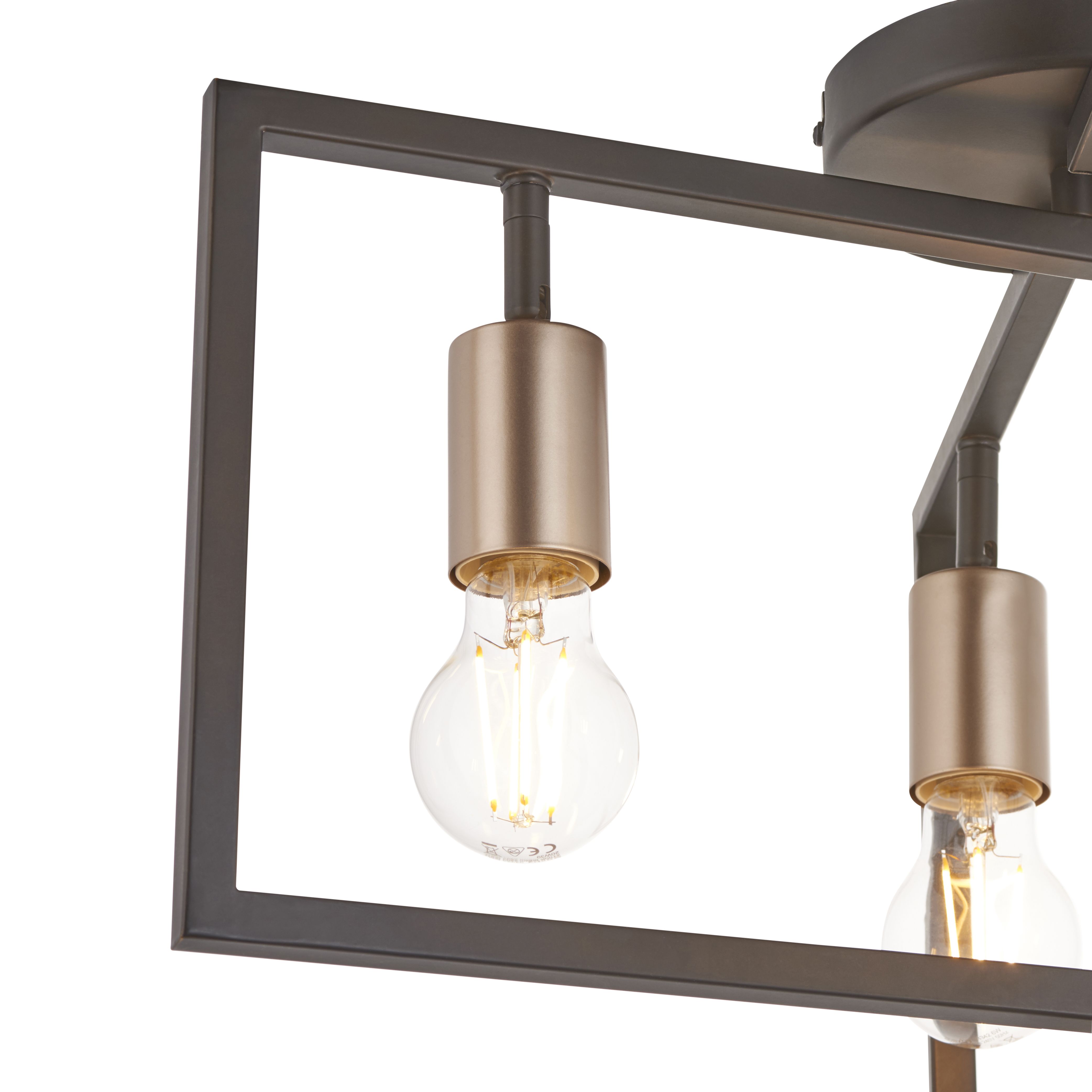 York Brushed Matt Steel Bronze effect 4 Lamp Ceiling light