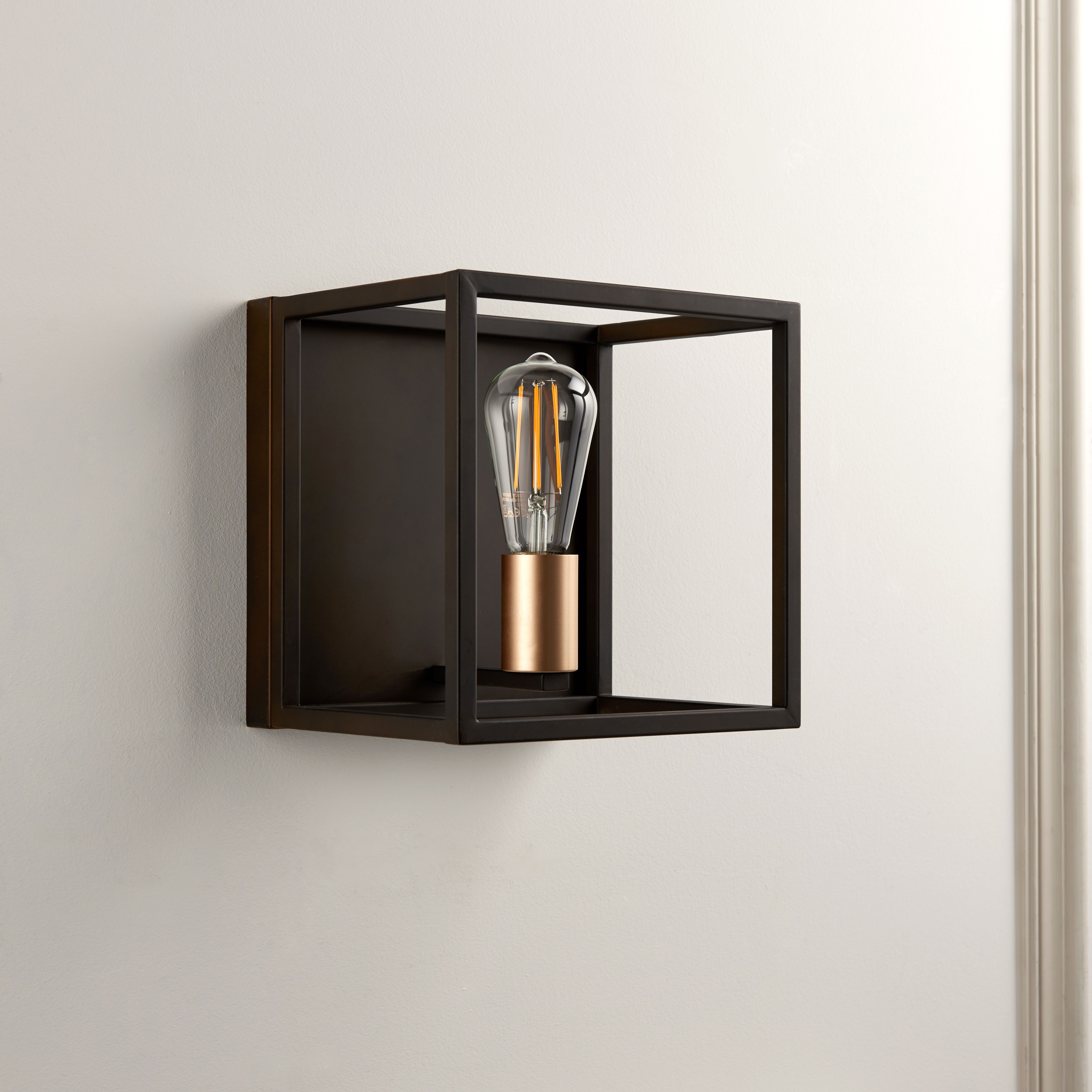 York Matt Bronze effect Wired Wall light