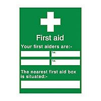 Your first aiders are Self-adhesive labels, (H)200mm (W)150mm