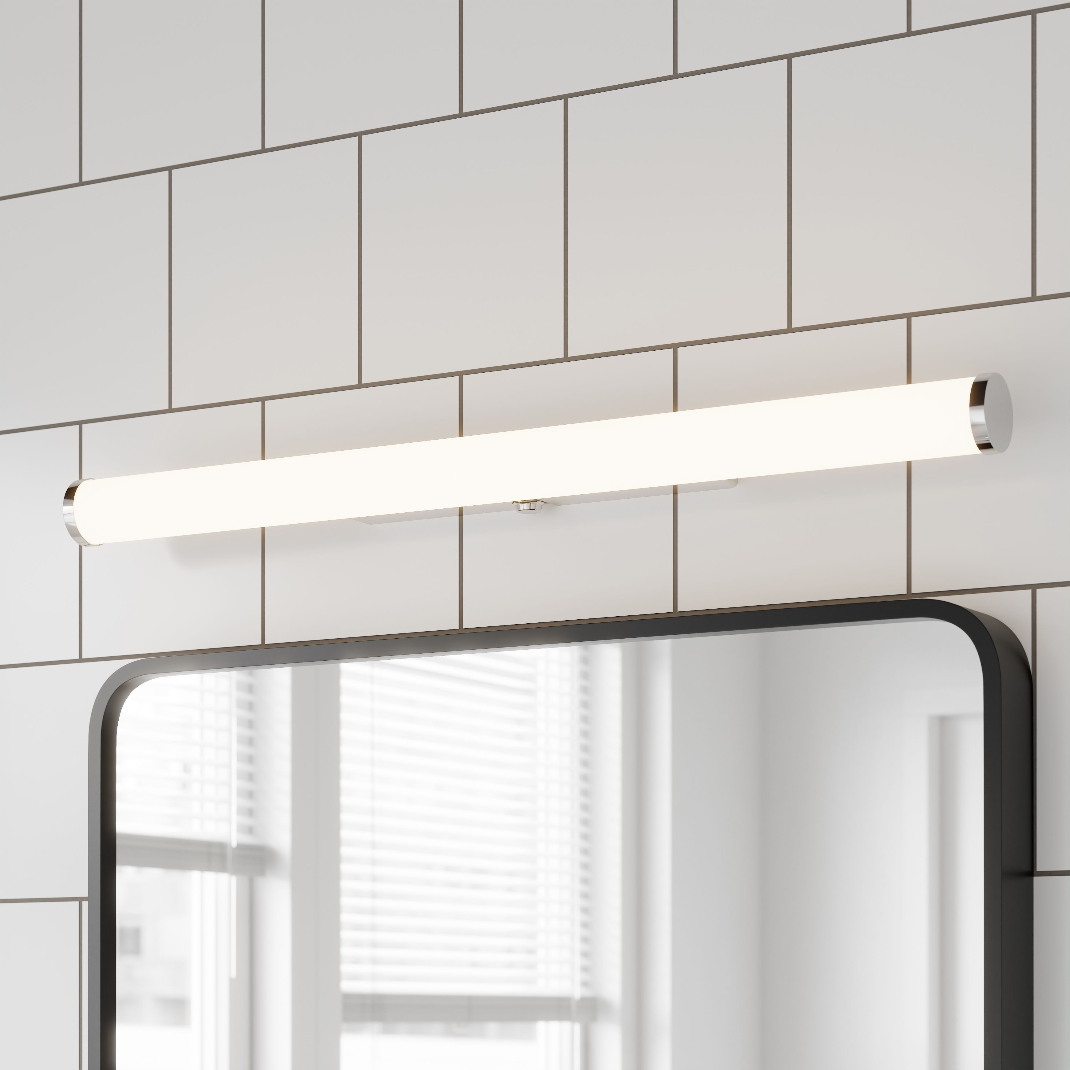 Yucata Chrome effect Bathroom Wired Wall light
