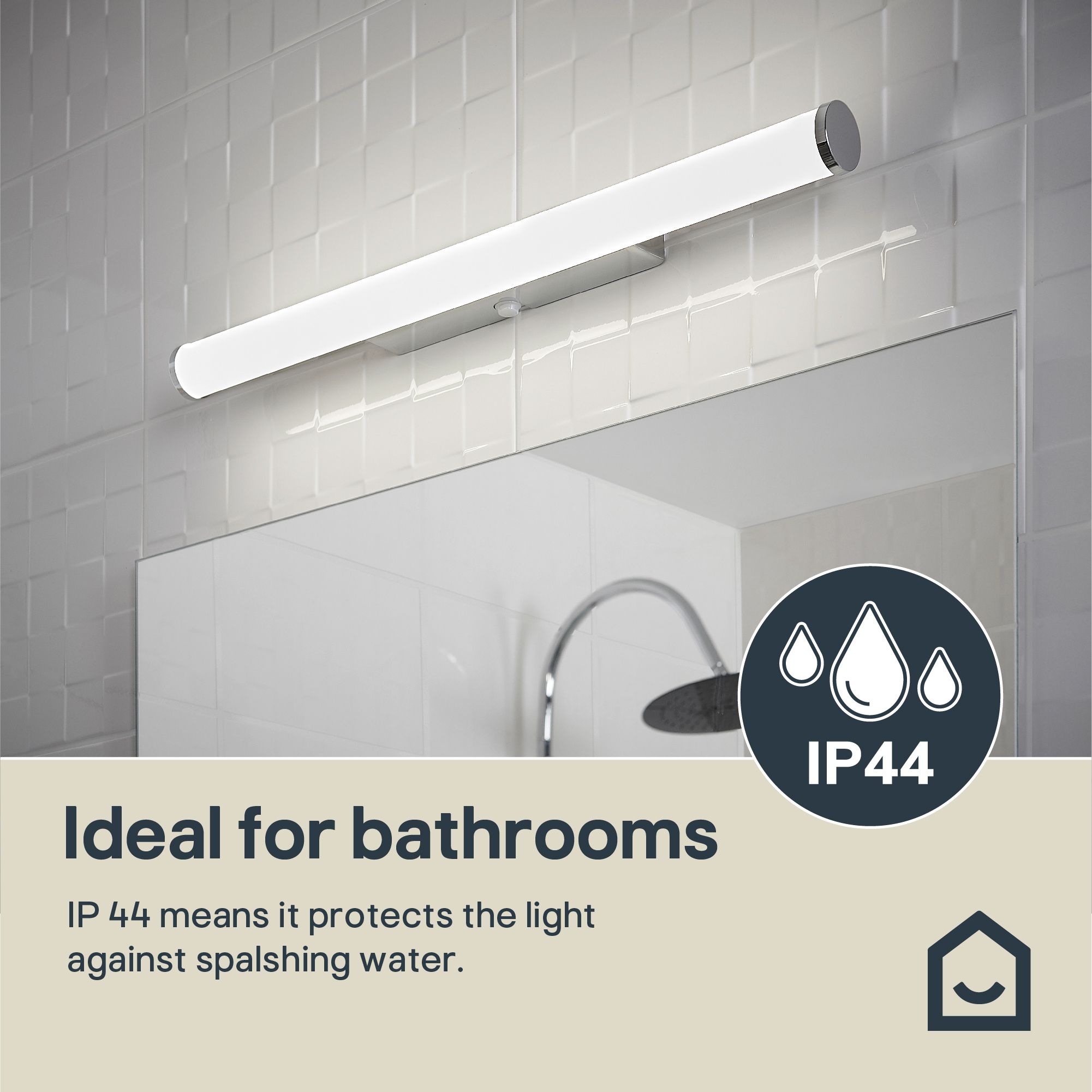 Yucata Chrome effect Bathroom Wired Wall light