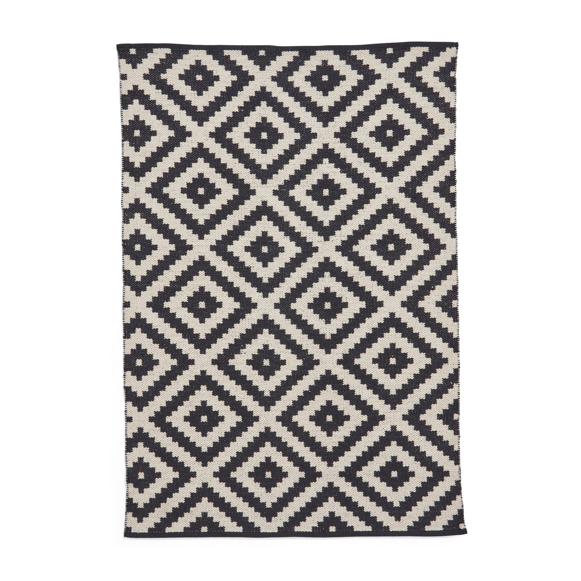 Zara Black & White Geometric Rug 170cmx120cm