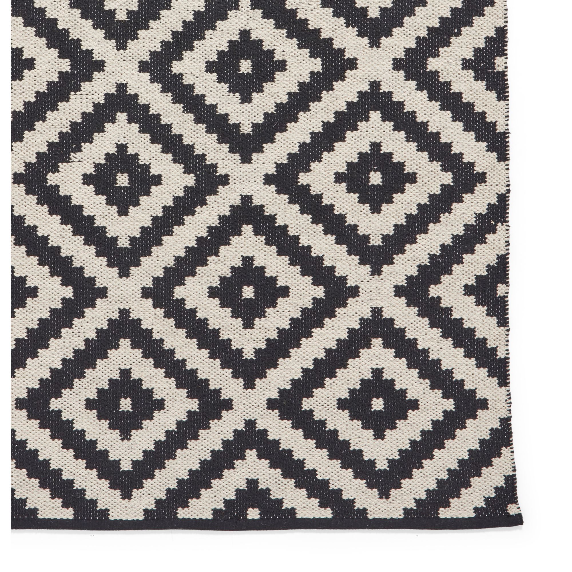 Zara Black & White Geometric Rug 170cmx120cm