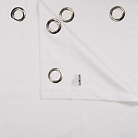Zen White Plain Unlined Eyelet Curtains (W)228cm (L)228cm, Pair