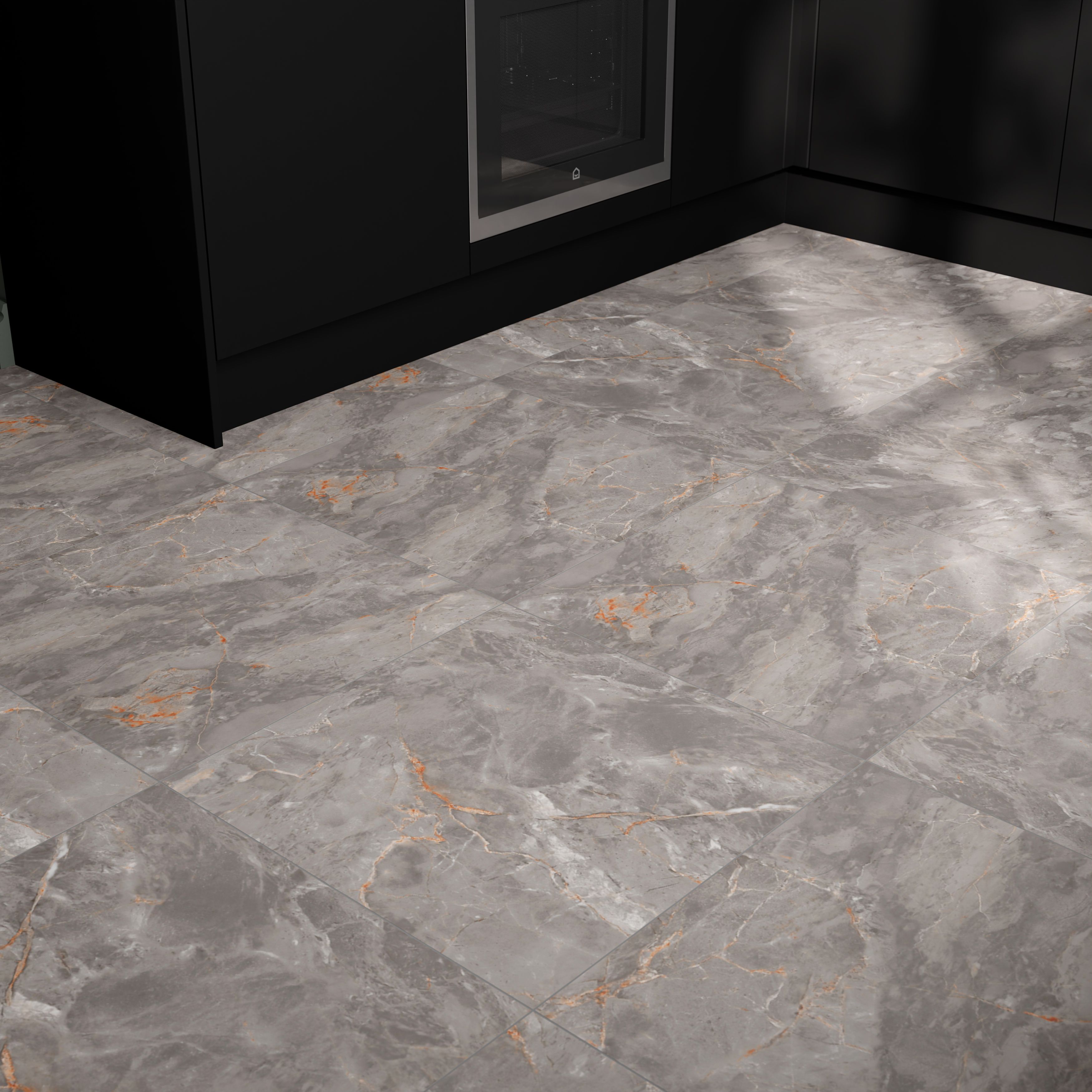 Zerlina Grey Matt Stone effect Porcelain Wall & floor Tile, Pack of 3, (L)600mm (W)600mm