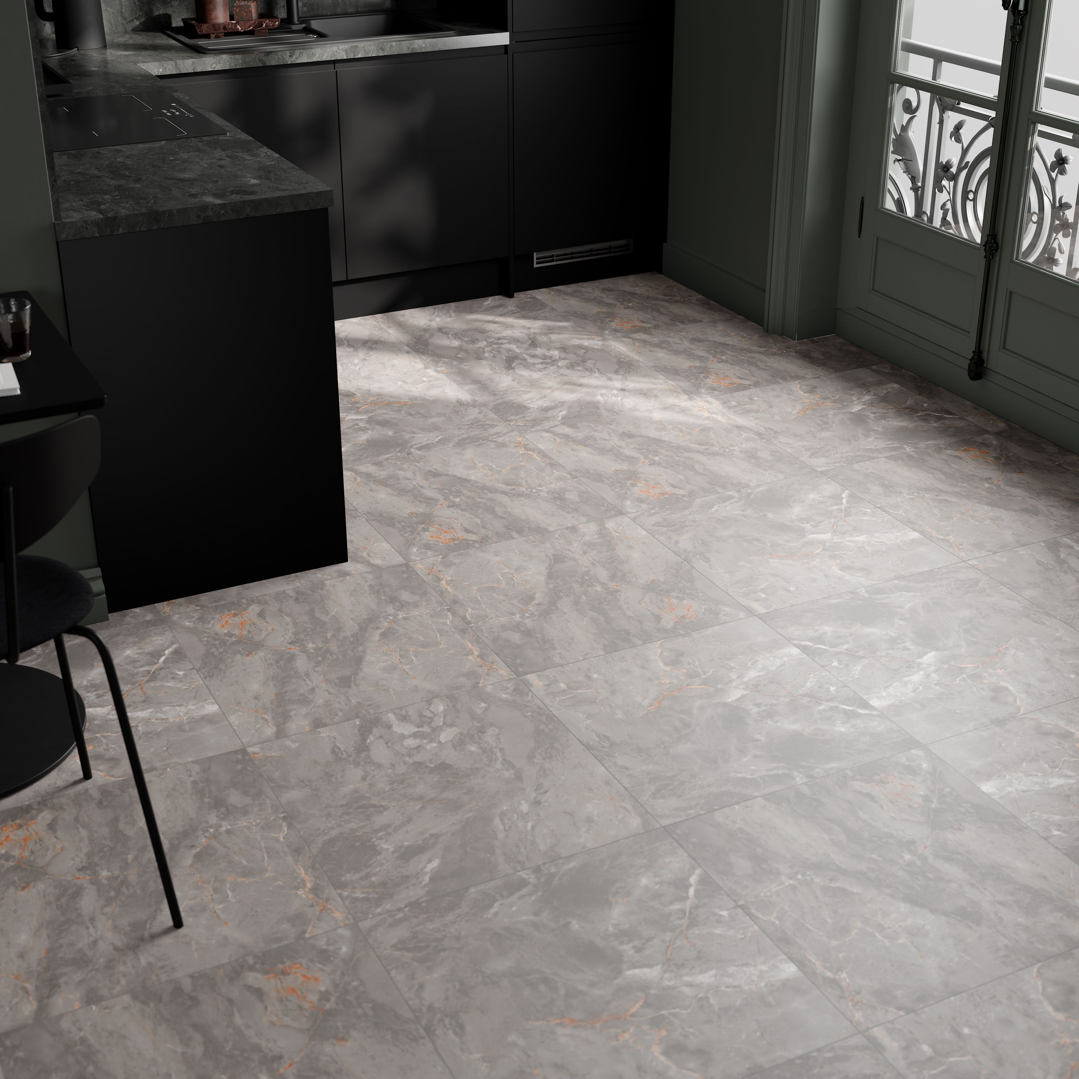 Zerlina Grey Matt Stone effect Porcelain Wall & floor Tile, Pack of 3, (L)600mm (W)600mm