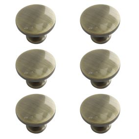 Zinc alloy Antique brass effect Round Furniture Knob (Dia)30mm, Pack of 6