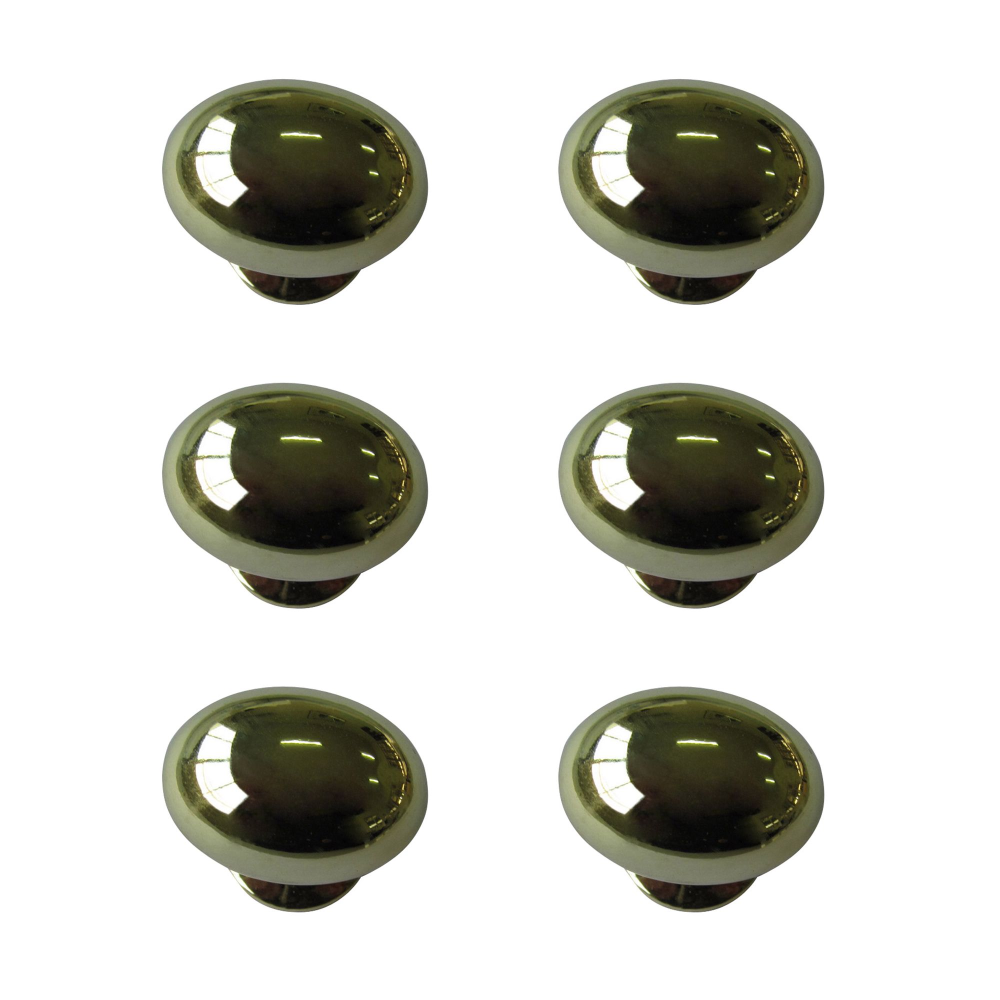 Zinc alloy Brass effect Oval Furniture Knob (Dia)35mm, Pack of 6
