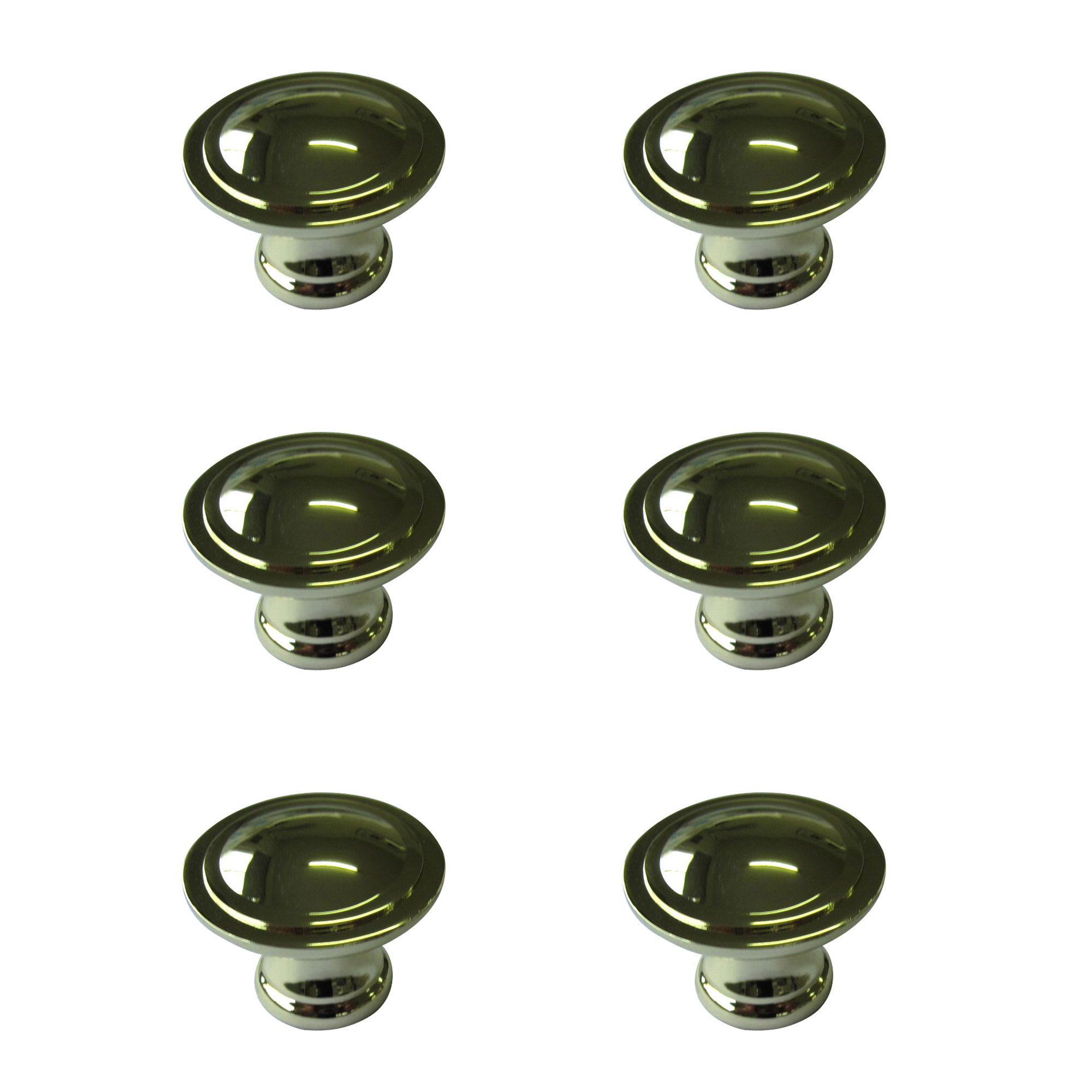 Zinc alloy Brass effect Ring Furniture Knob (Dia)30mm, Pack of 6