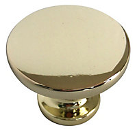 Zinc alloy Brass effect Round Furniture Knob (Dia)38mm, Pack of 6