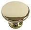 Zinc alloy Brass effect Round Furniture Knob (Dia)38mm, Pack of 6