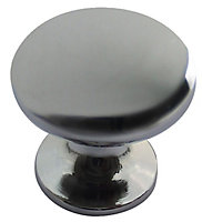 Zinc alloy Chrome effect Oval Furniture Knob (Dia)26mm, Pack of 6