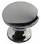 Zinc alloy Chrome effect Oval Furniture Knob (Dia)26mm, Pack of 6