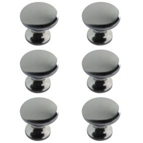 Zinc alloy Chrome effect Oval Furniture Knob (Dia)26mm, Pack of 6