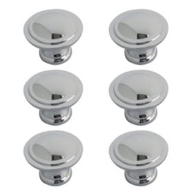 Zinc alloy Chrome effect Ring Furniture Knob (Dia)30mm, Pack of 6