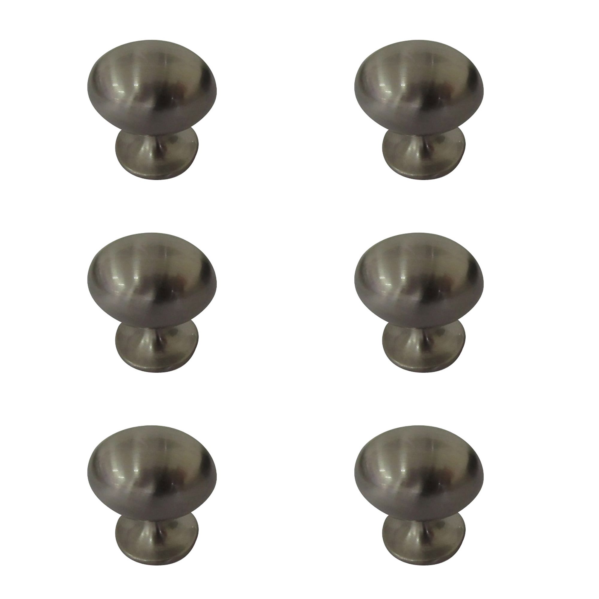 Zinc alloy Nickel effect Oval Furniture Knob (Dia)26mm, Pack of 6