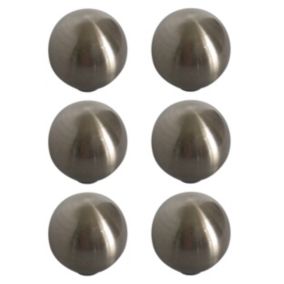 Zinc alloy Nickel effect Round Furniture Knob (Dia)32mm, Pack of 6