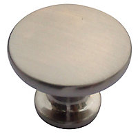 Zinc alloy Nickel effect Round Furniture Knob (Dia)38mm, Pack of 6