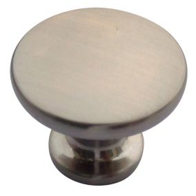 Zinc alloy Nickel effect Round Furniture Knob (Dia)38mm, Pack of 6