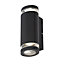 Zinc Ballini Fixed Matt Black Mains-powered LED Outdoor ON/OFF Wall light (Dia)9cm