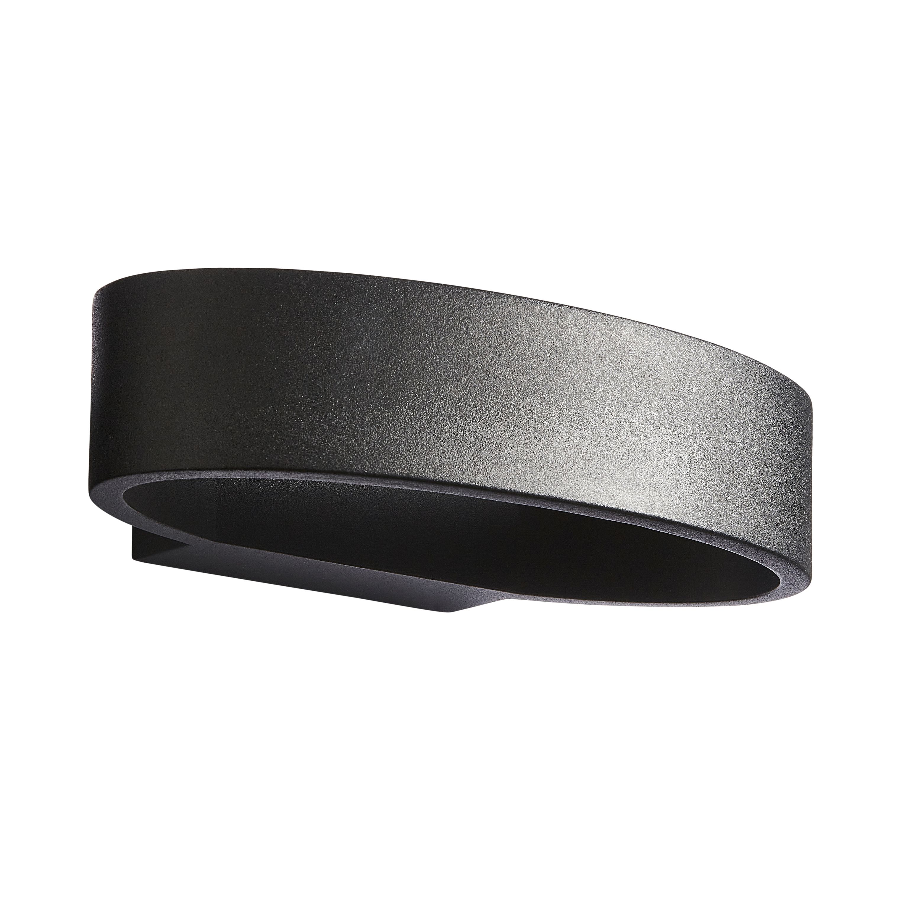 Zinc Banir Fixed Matt Black Mains-powered LED Outdoor Oval Wall light 260lm (Dia)13cm