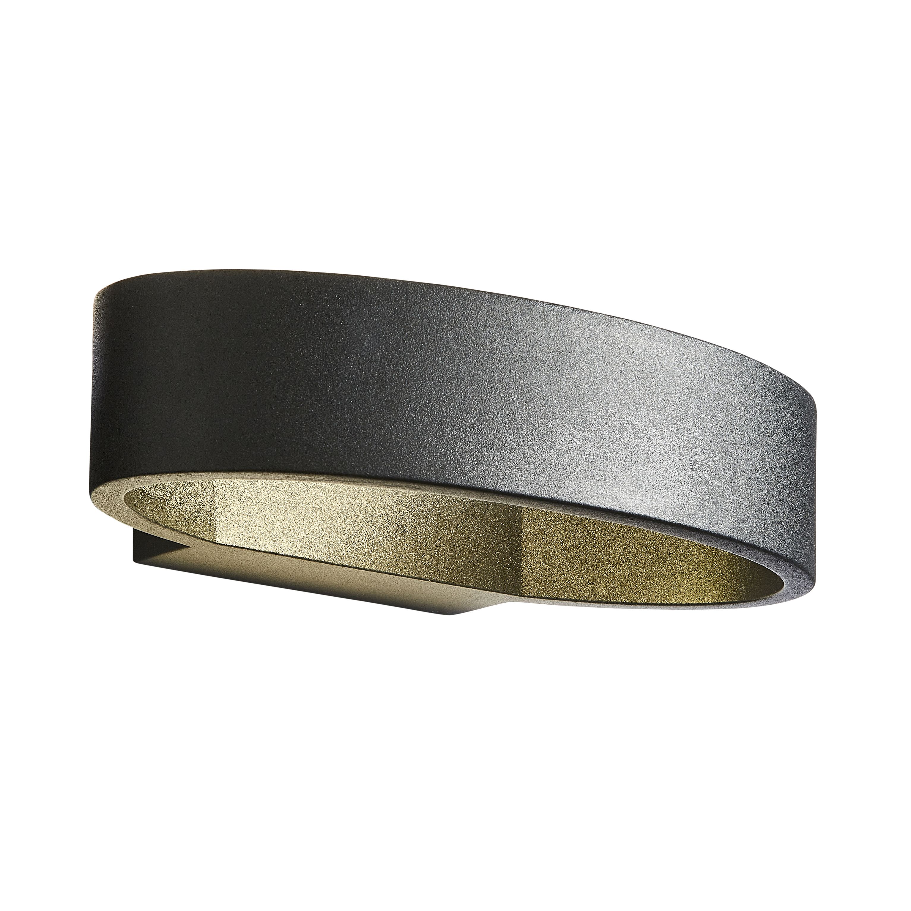 Zinc Banir Fixed Matt Black Mains-powered LED Outdoor Oval Wall light 260lm (Dia)13cm