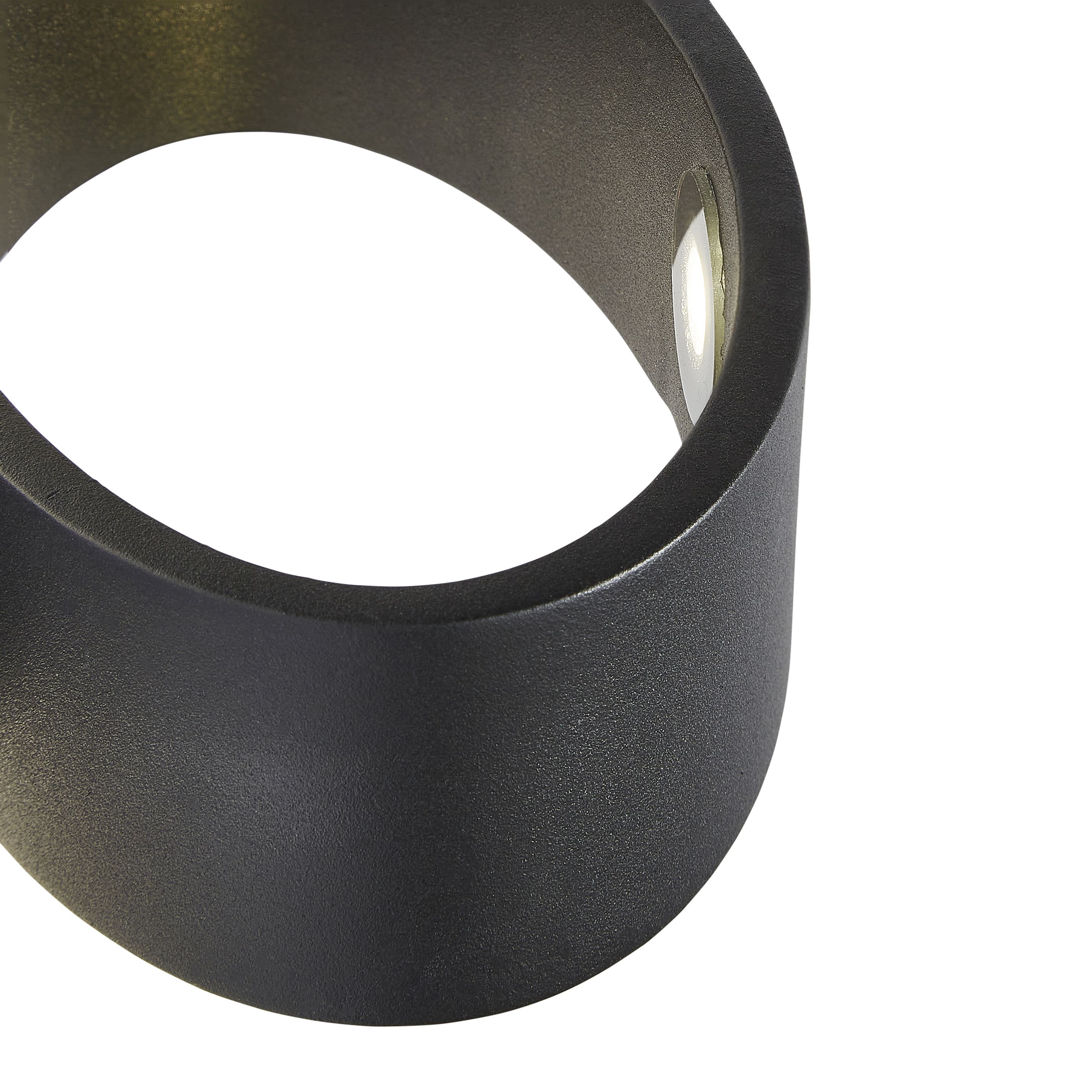 Zinc Banir Fixed Matt Black Mains-powered LED Outdoor Oval Wall light 260lm (Dia)13cm